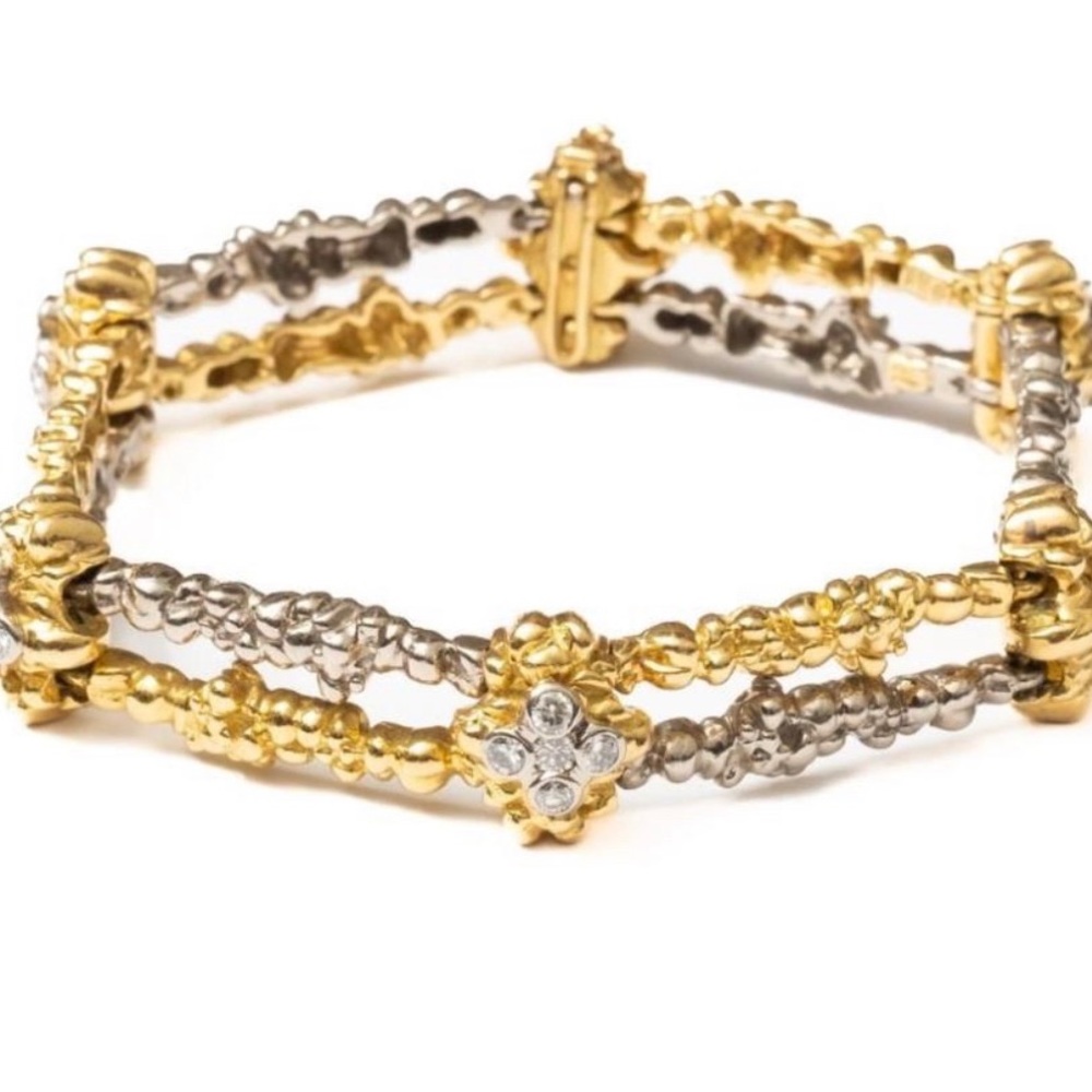 BEST PRICED Cartier 18k Two Tone Nugget Gold Diamond approx 1.10 ct tw  Bracelet